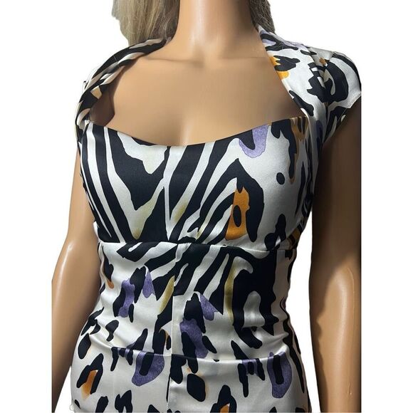 Cache Silk Cocktail Dress HP 🎉Backless Zebra Animal Print Size 6 NWT Y2K - Picture 5 of 10